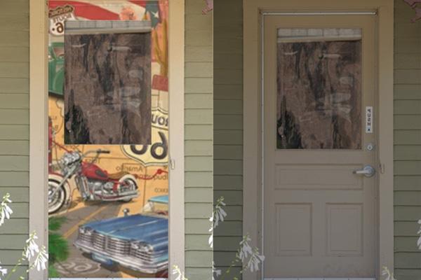 Commuter house door before and after redesign